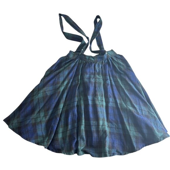 Vintage Girls Tartan Green Blue Jumper Skirt Sz L Traditional Scottish Dress - Picture 5 of 7